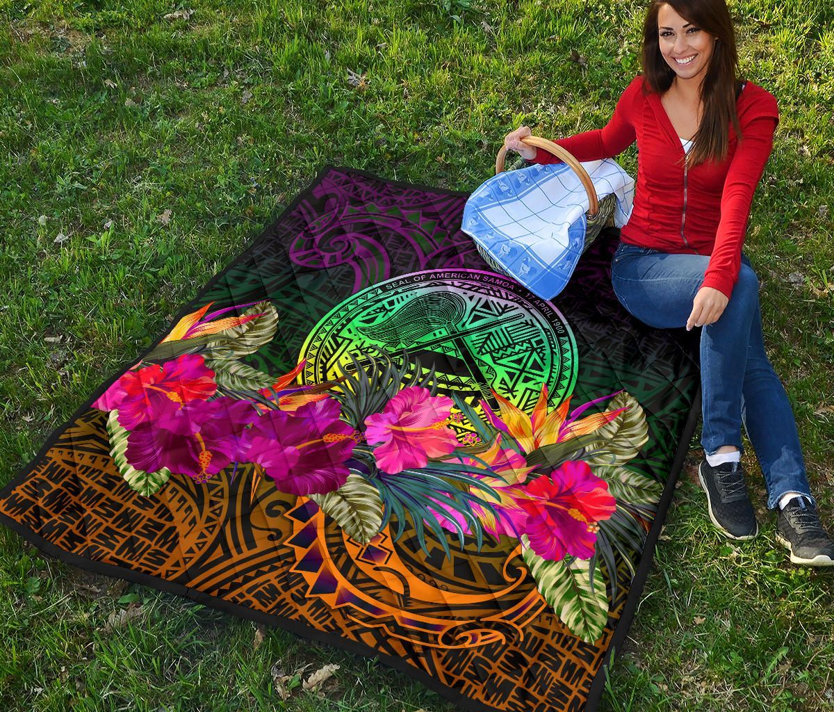 American Samoa Premium Quilt - Summer Hibiscus