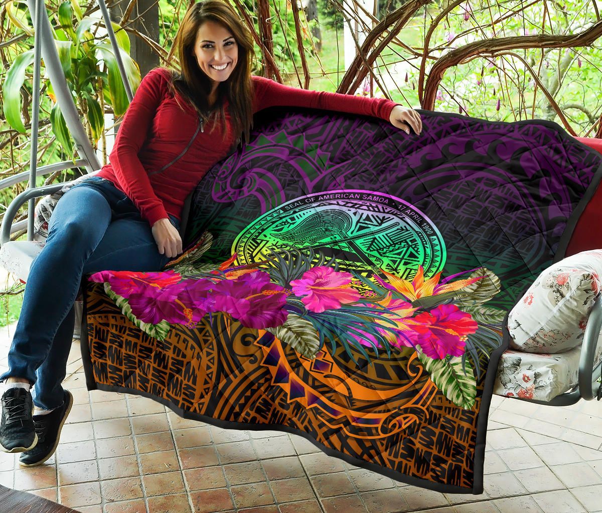 American Samoa Premium Quilt - Summer Hibiscus