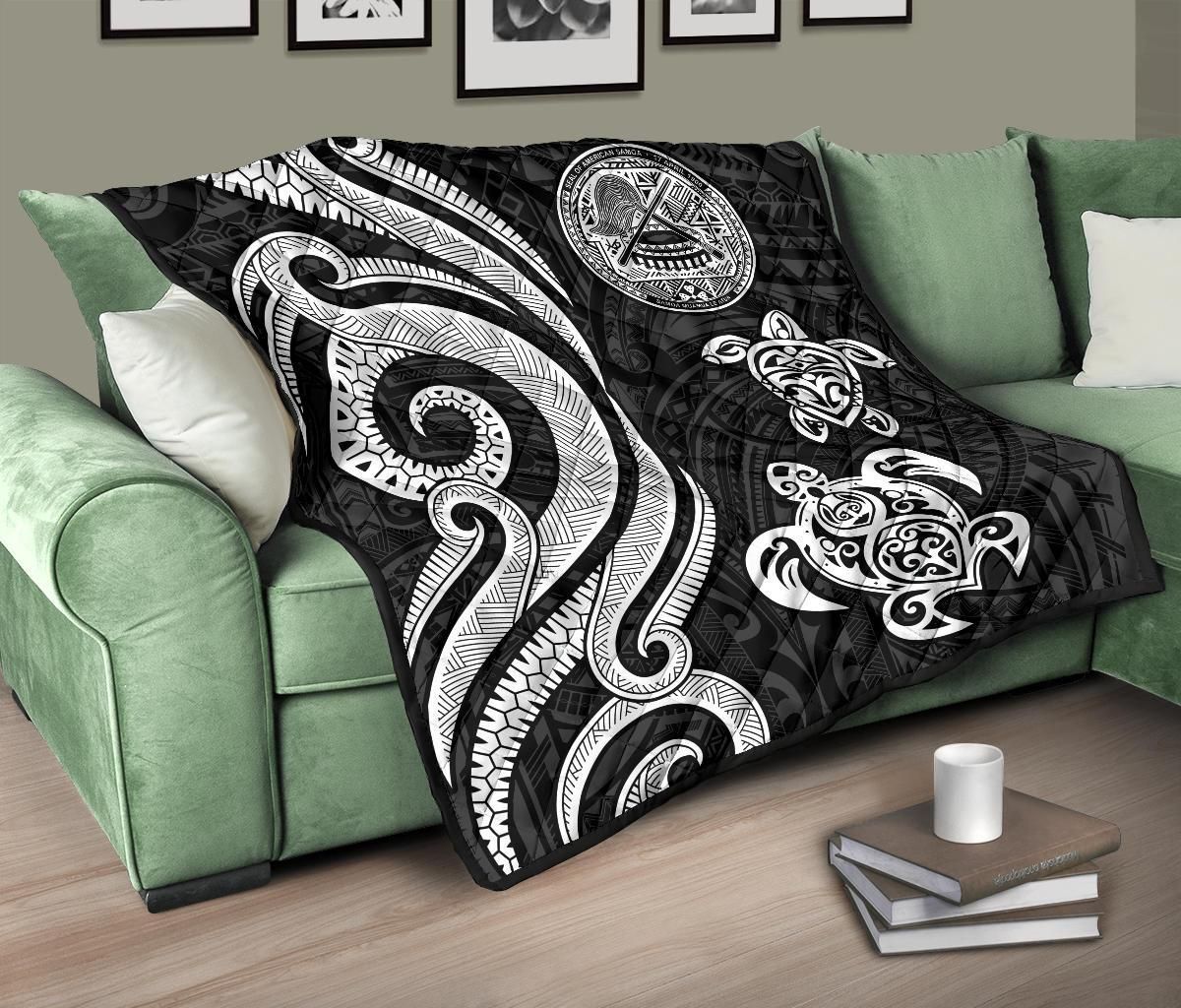 American Samoa Premium Quilt - White Tentacle Turtle