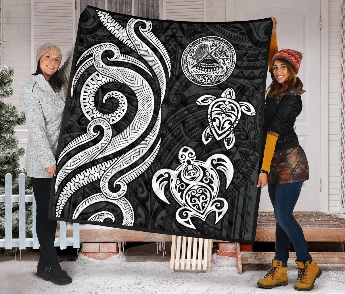 American Samoa Premium Quilt - White Tentacle Turtle