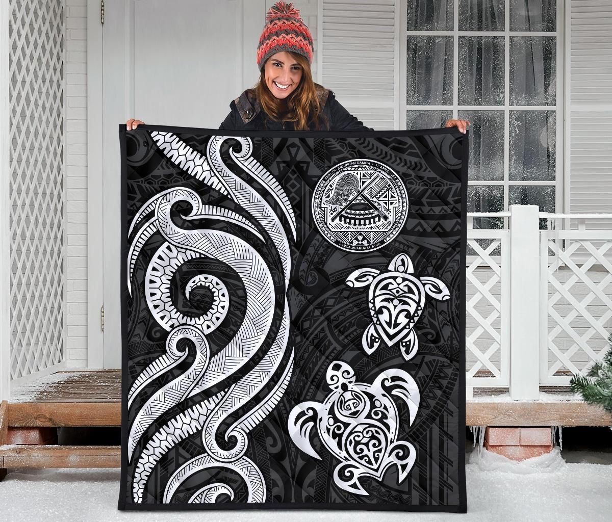 American Samoa Premium Quilt - White Tentacle Turtle
