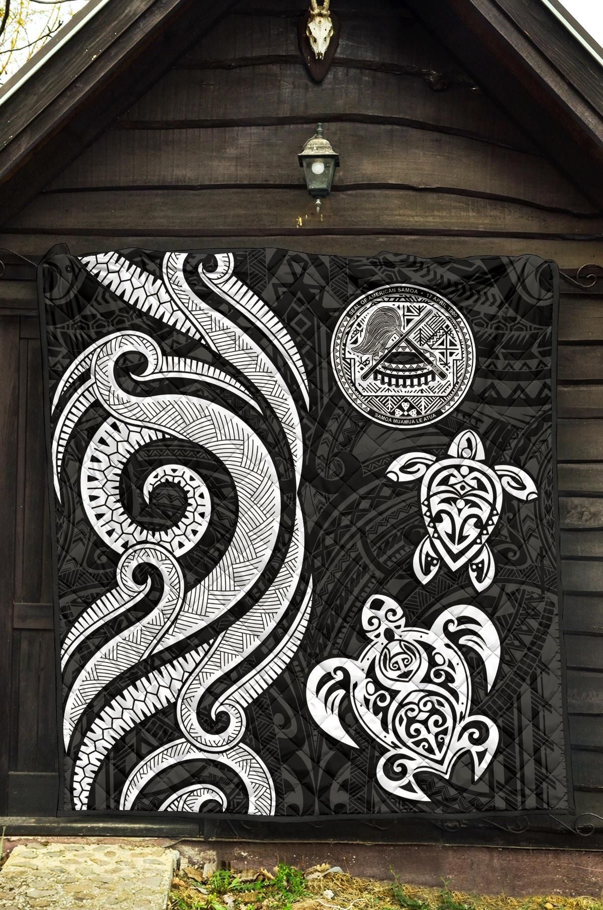 American Samoa Premium Quilt - White Tentacle Turtle