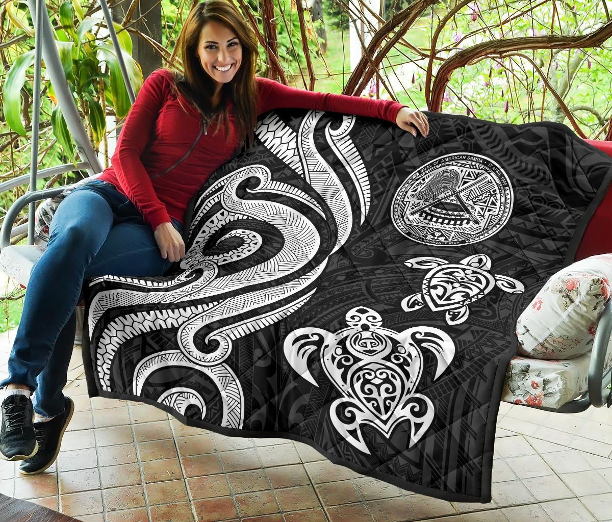American Samoa Premium Quilt - White Tentacle Turtle