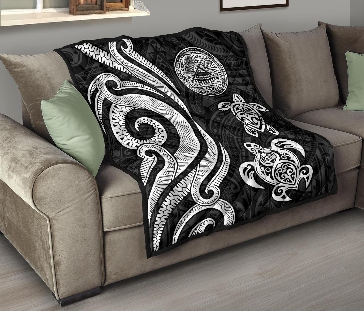 American Samoa Premium Quilt - White Tentacle Turtle
