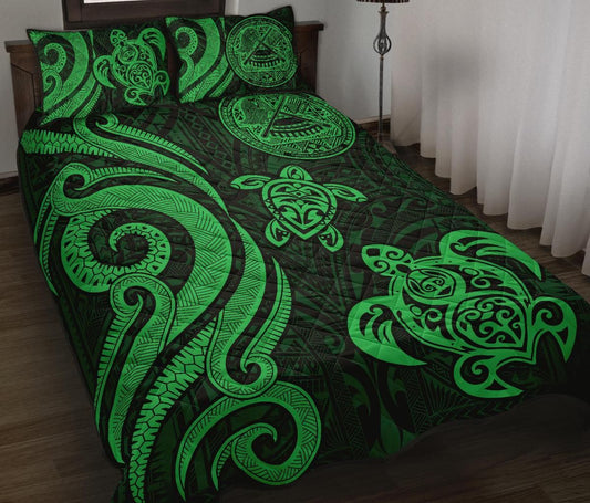 American Samoa Quilt Bed Set - Green Tentacle Turtle