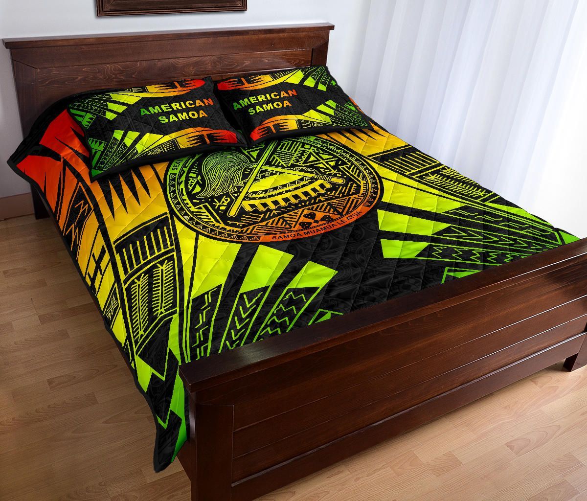 American Samoa Quilt Bed Set - American Samoa Seal Polynesian Reggae Tattoo