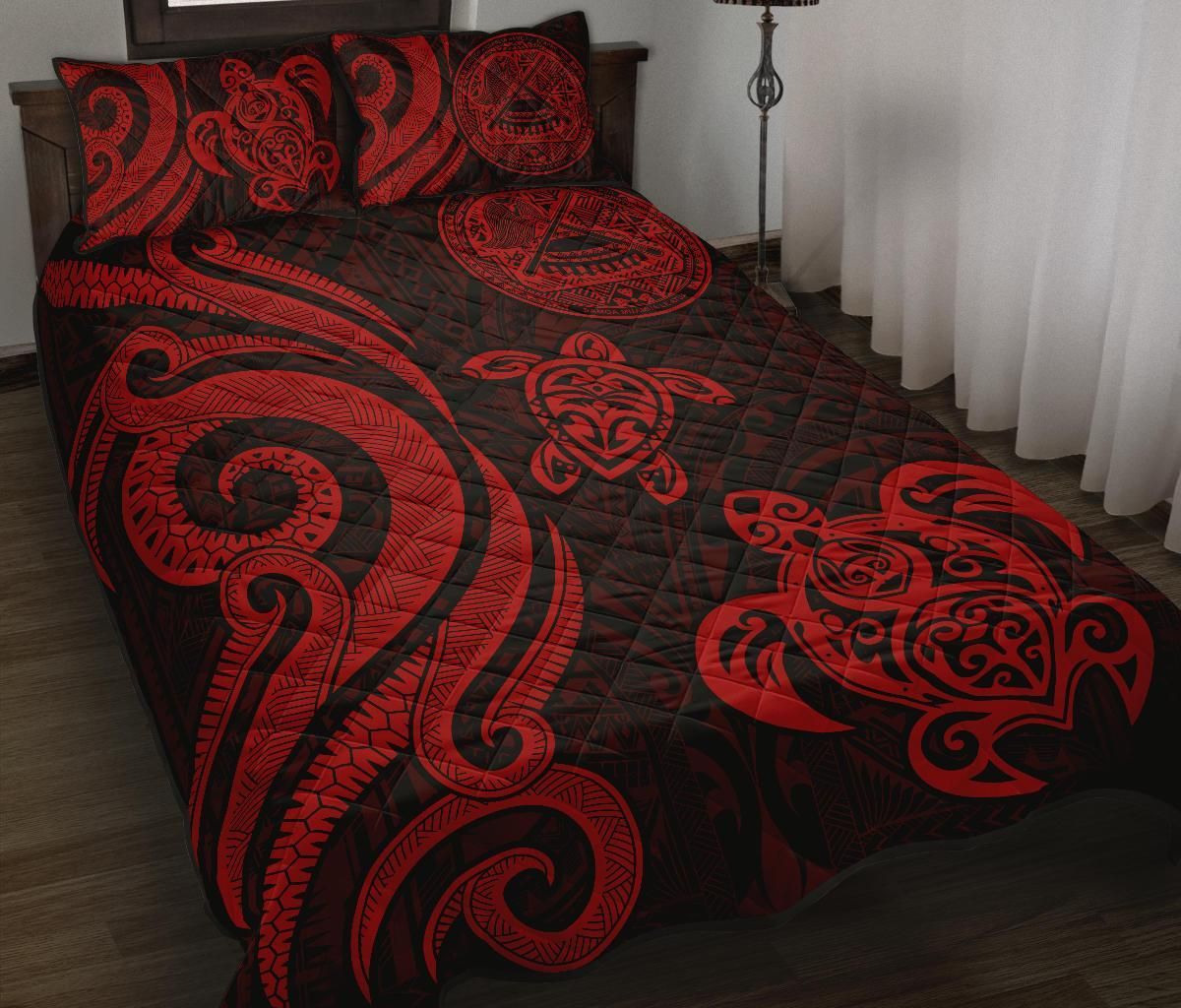 American Samoa Quilt Bed Set - Red Tentacle Turtle