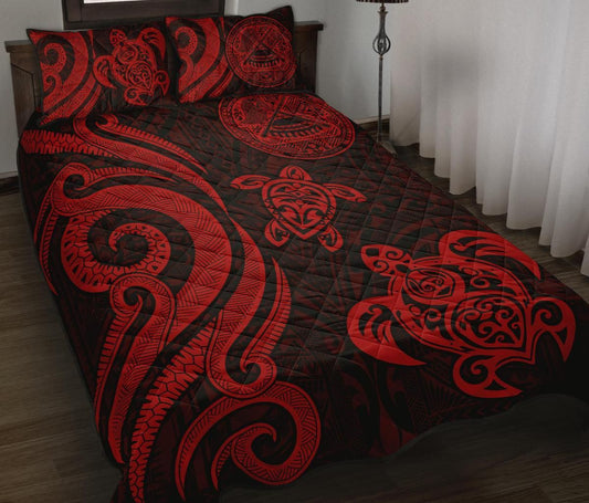 American Samoa Quilt Bed Set - Red Tentacle Turtle