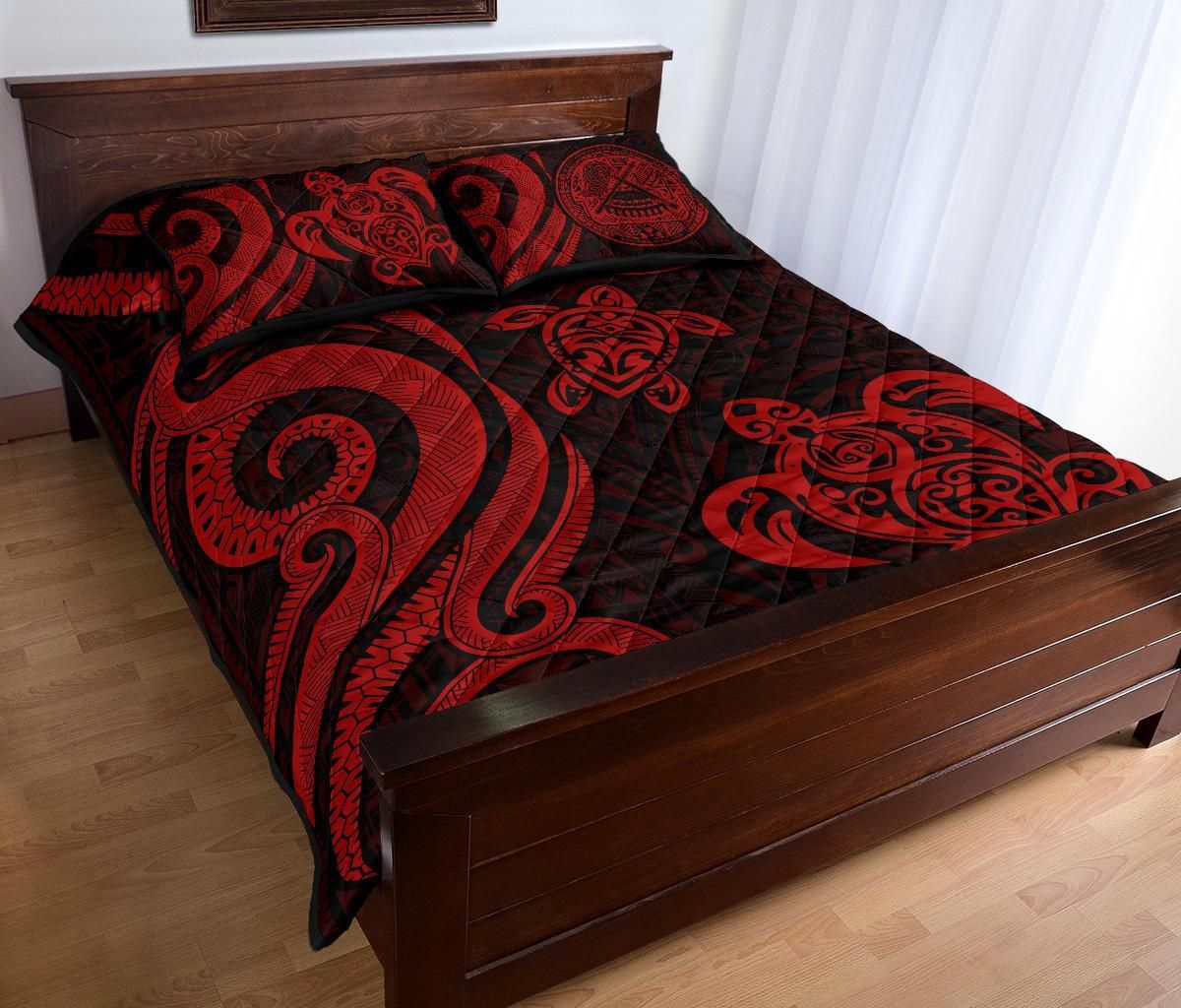 American Samoa Quilt Bed Set - Red Tentacle Turtle