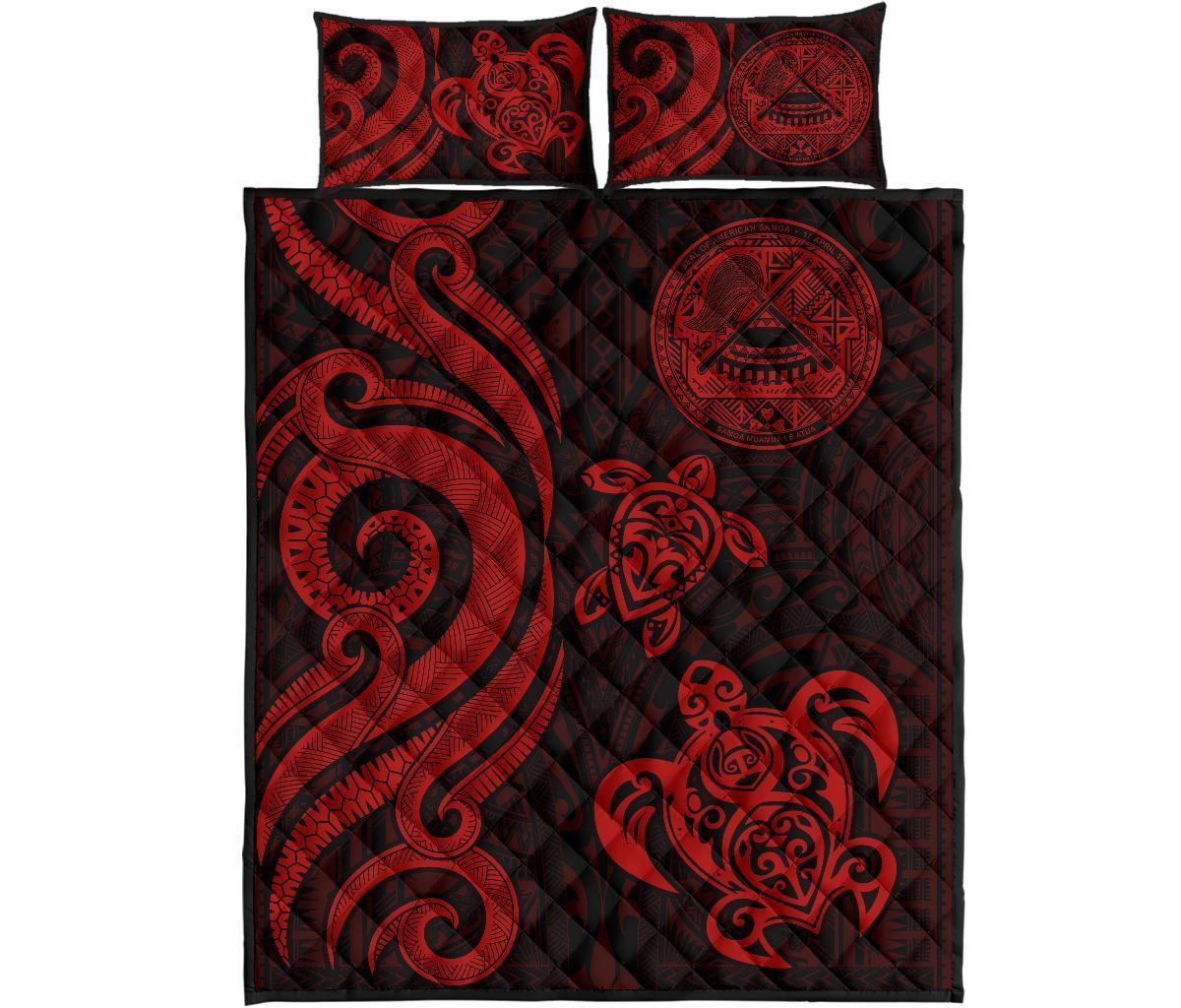 American Samoa Quilt Bed Set - Red Tentacle Turtle