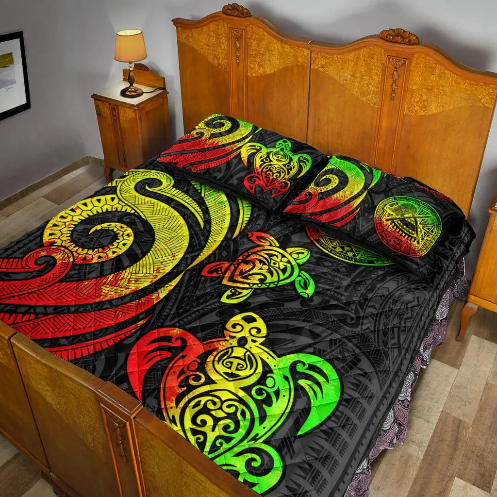American Samoa Quilt Bed Set - Reggae Tentacle Turtle