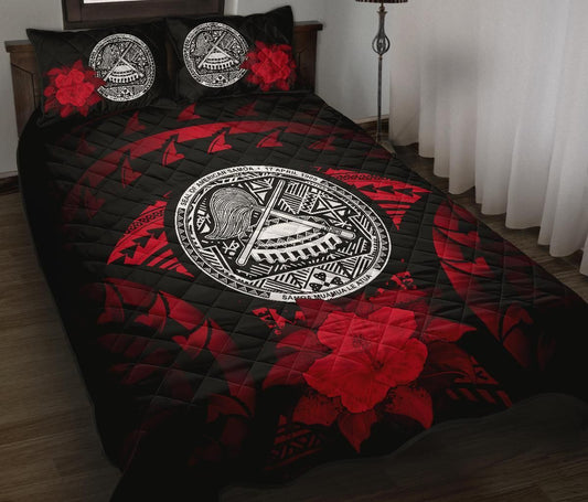 American Samoa Polynesian Quilt Bed Set Hibiscus Red