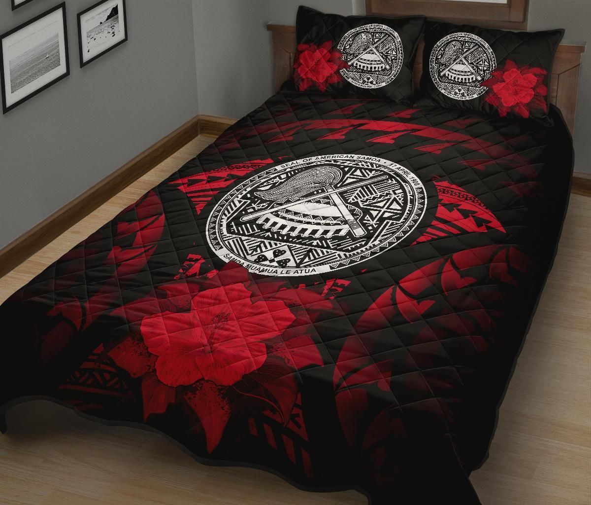 American Samoa Polynesian Quilt Bed Set Hibiscus Red
