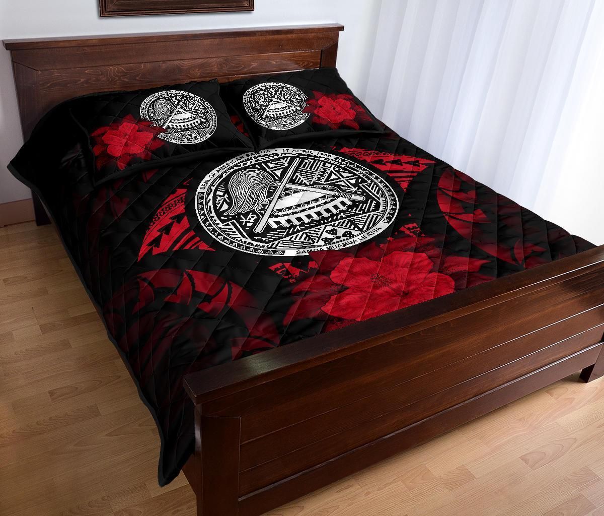 American Samoa Polynesian Quilt Bed Set Hibiscus Red