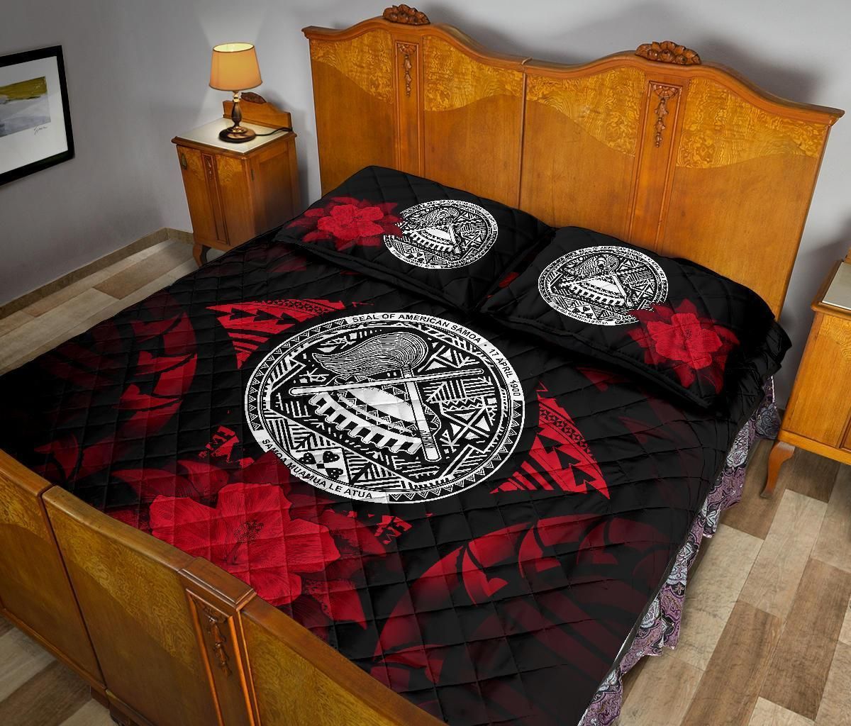 American Samoa Polynesian Quilt Bed Set Hibiscus Red