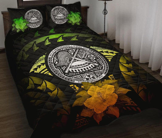 American Samoa Polynesian Quilt Bed Set Hibiscus Reggae