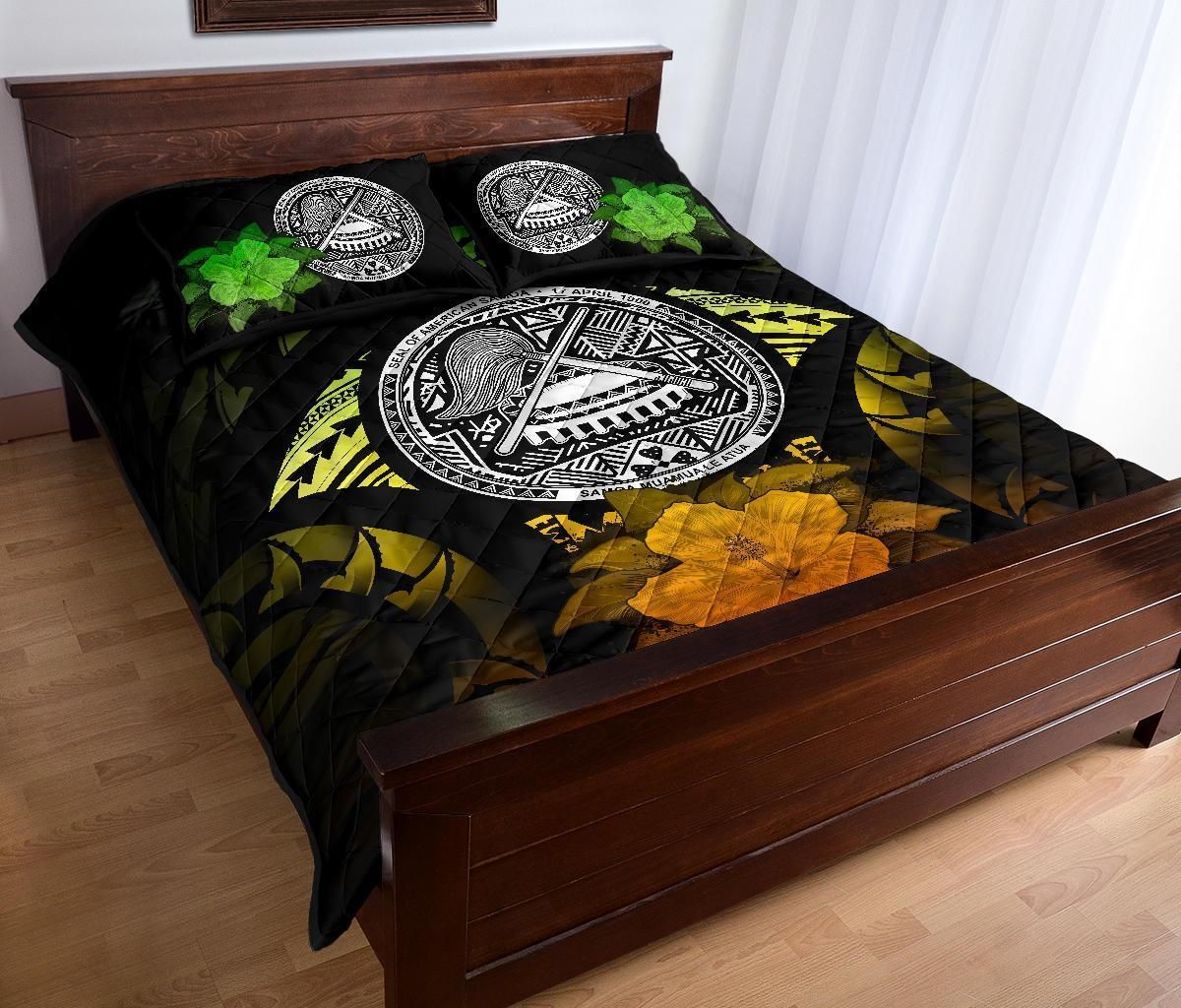 American Samoa Polynesian Quilt Bed Set Hibiscus Reggae