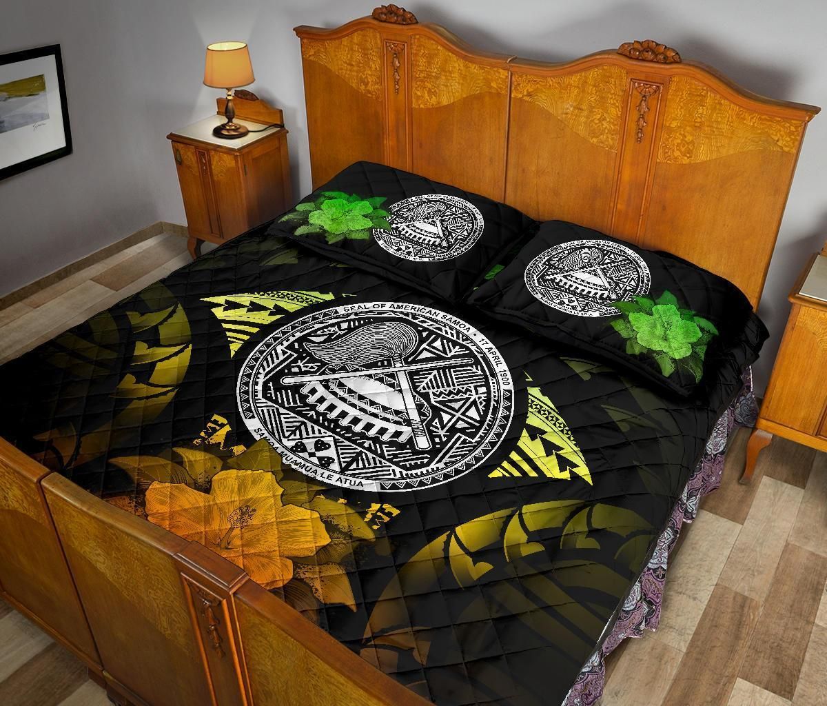 American Samoa Polynesian Quilt Bed Set Hibiscus Reggae