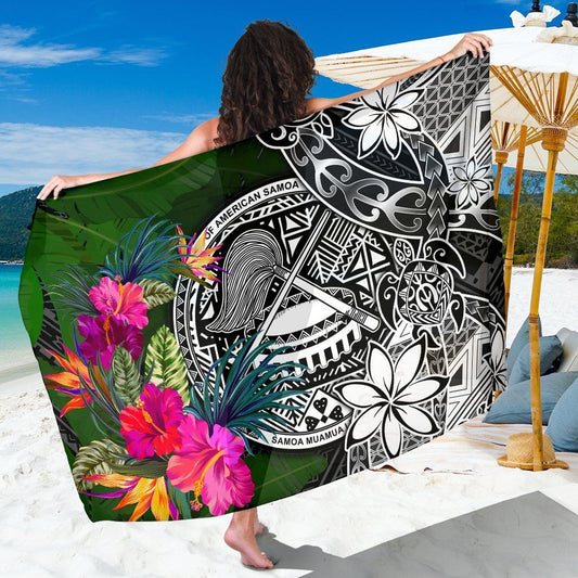 American Samoa Sarong - Turtle Plumeria Banana Leaf