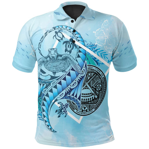 American Samoa Shirt Polo - Polynesian Turtle Under The Sea