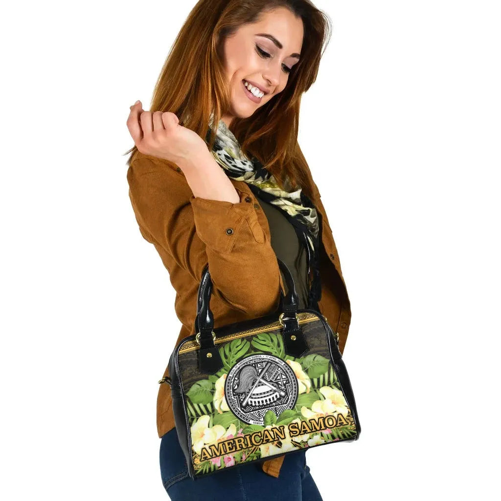 American Samoa Shoulder Handbag - Polynesian Gold Patterns Collection