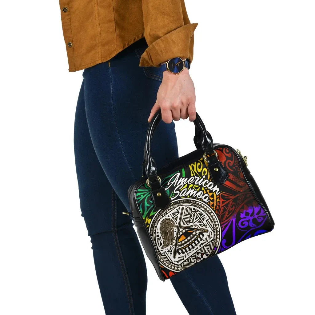 American Samoa Shoulder Handbag - Rainbow Polynesian Pattern