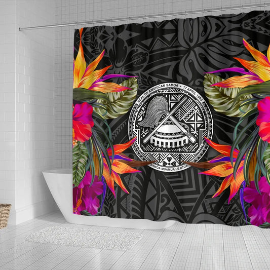 American Samoa Shower Curtain - Polynesian Hibiscus Pattern