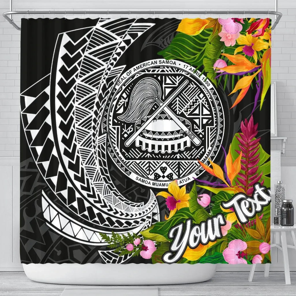 American Samoa Shower Curtain - Custom Personalised Seal Spiral Polynesian Patterns