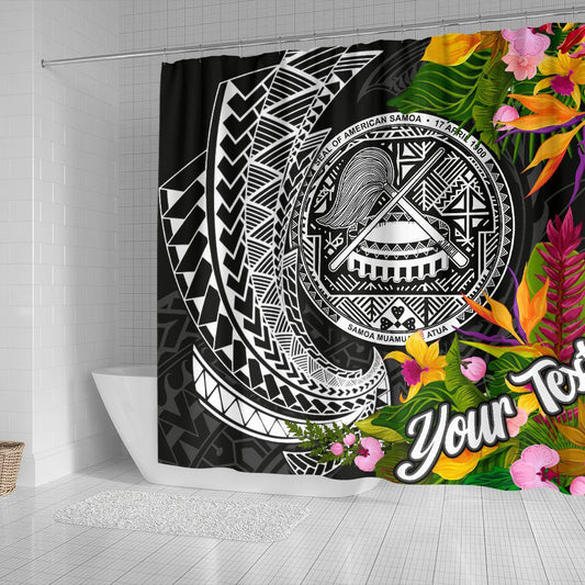 American Samoa Shower Curtain - Custom Personalised Seal Spiral Polynesian Patterns