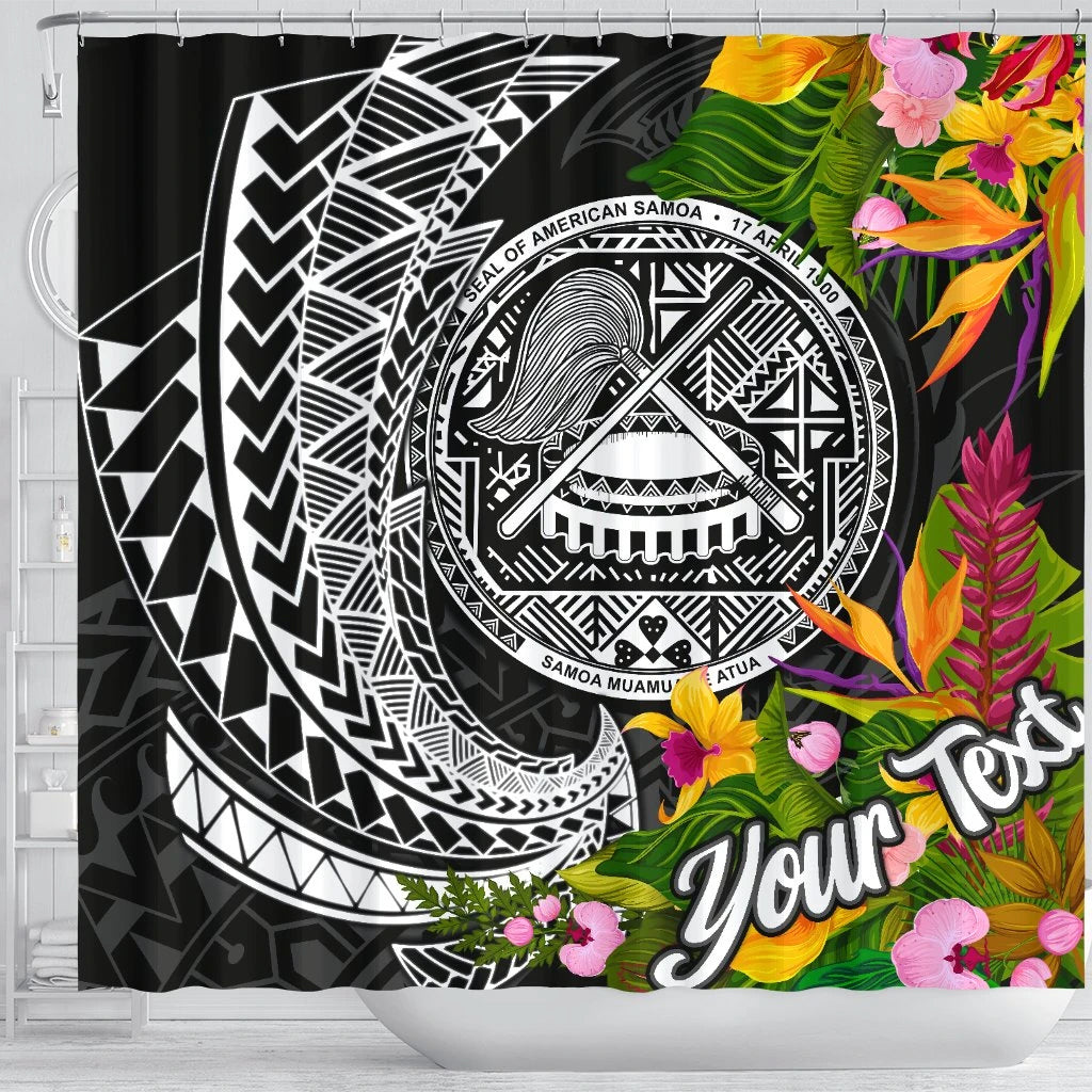 American Samoa Shower Curtain - Custom Personalised Seal Spiral Polynesian Patterns