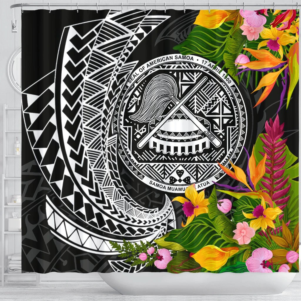 American Samoa Shower Curtain - Seal Spiral Polynesian Patterns