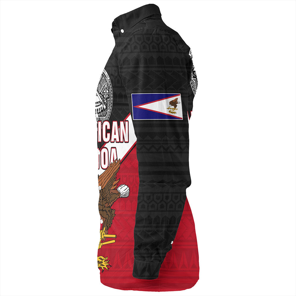 American Samoa Long Sleeve Shirt Custom Polynesian Tribal Sport Style