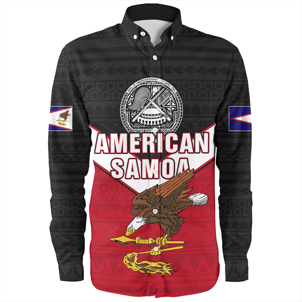 American Samoa Long Sleeve Shirt Custom Polynesian Tribal Sport Style