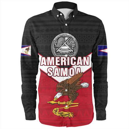 American Samoa Long Sleeve Shirt Custom Polynesian Tribal Sport Style