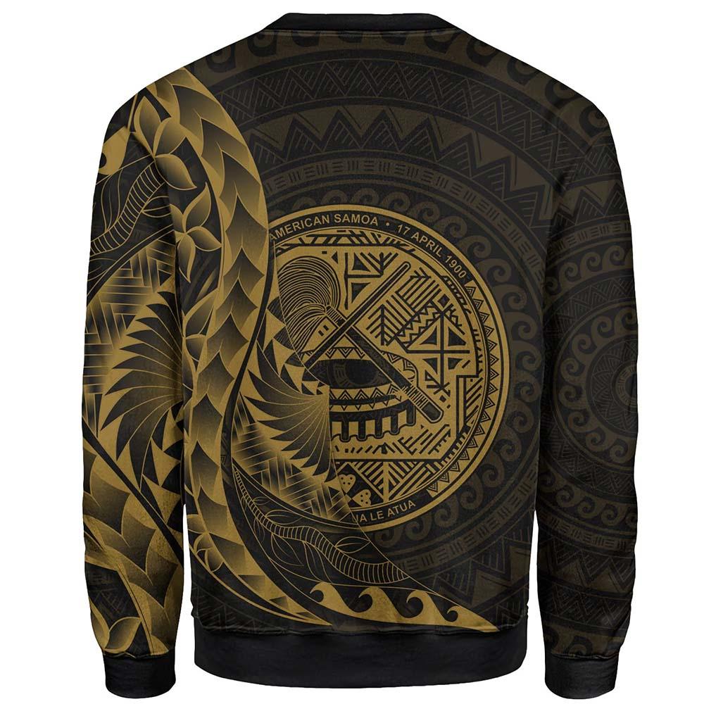 American Samoa Sweatshirt - Custom Personalised Polynesian Pattern Style Gold Color