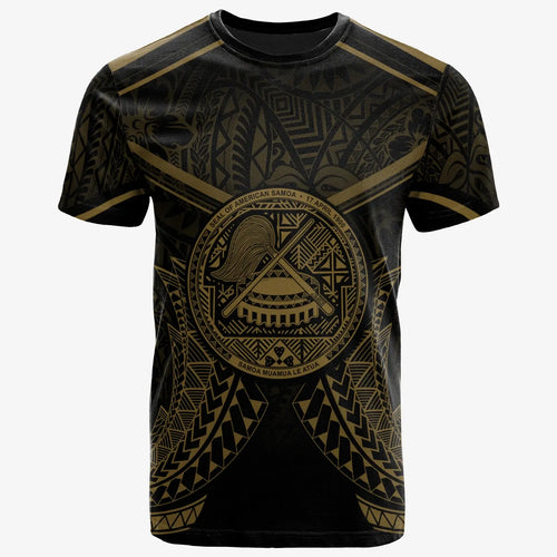 American Samoa T-Shirt - American Samoa Seal With Gold Line Style