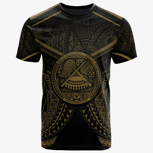 American Samoa T-Shirt - American Samoa Seal With Gold Line Style
