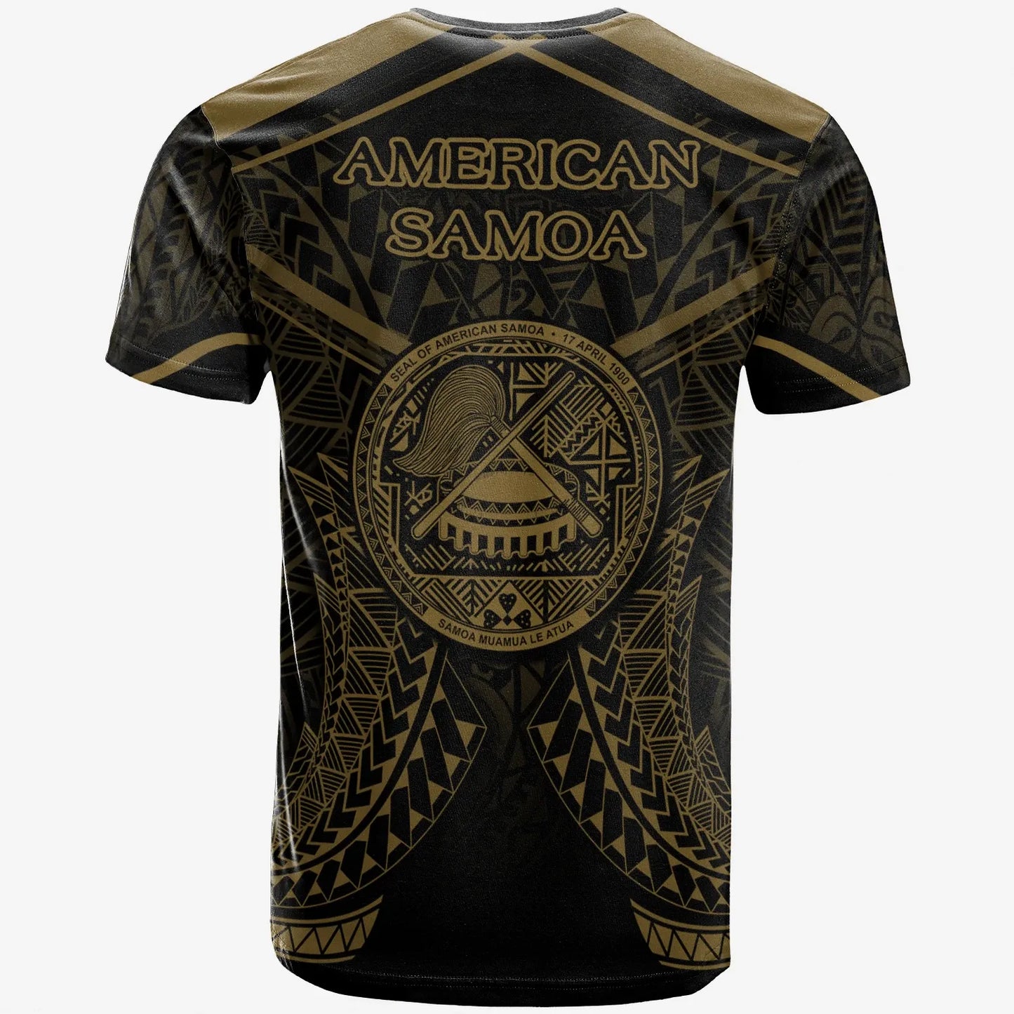 American Samoa T-Shirt - American Samoa Seal With Gold Line Style