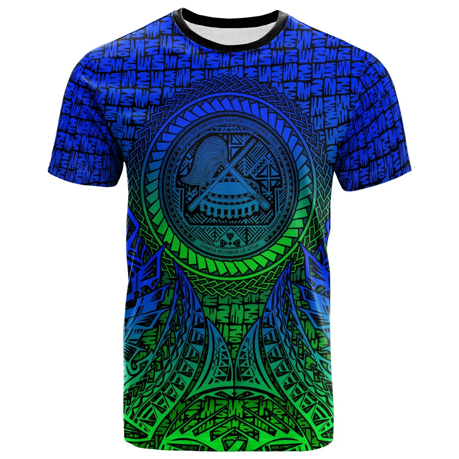 American Samoa T-Shirt - Circle Pattern Blue