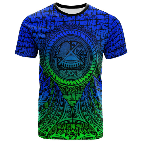 American Samoa T-Shirt - Circle Pattern Blue