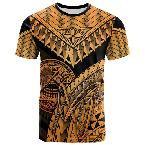 American Samoa Custom Personalised T-Shirt Gold - Polynesian Necklace and Lauhala