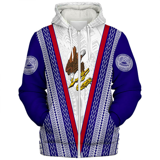 American Samoa Sherpa Hoodie Polynesian Tribal Flag