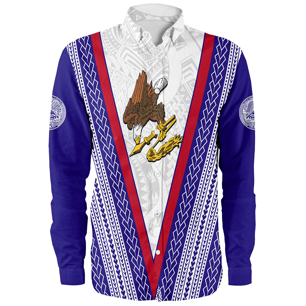 American Samoa Long Sleeve Shirt Polynesian Tribal Flag