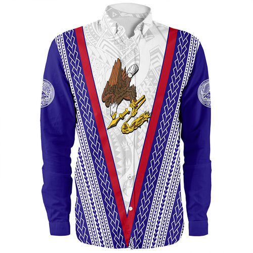 American Samoa Long Sleeve Shirt Polynesian Tribal Flag