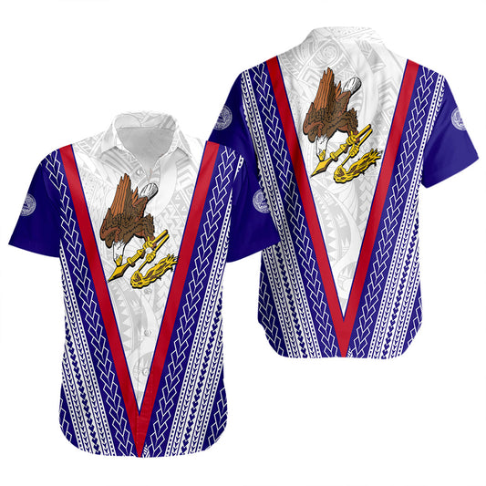 American Samoa Short Sleeve Shirt Polynesian Tribal Flag