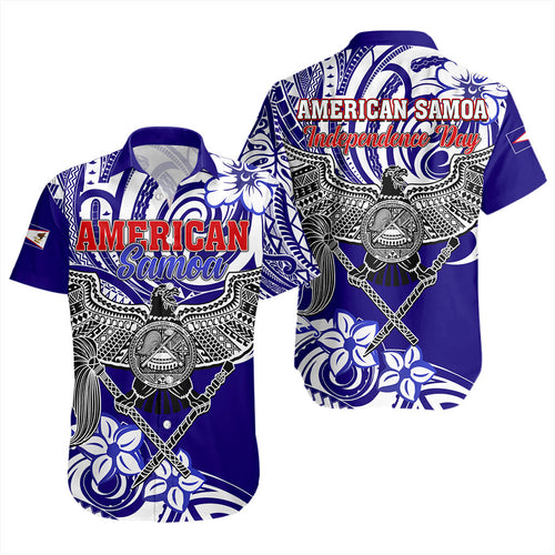 American Samoa Short Sleeve Shirt Tribal Polynesian Eagle Style