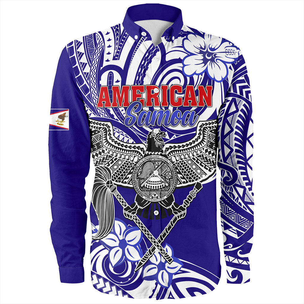 American Samoa Long Sleeve Shirt Tribal Polynesian Eagle Style