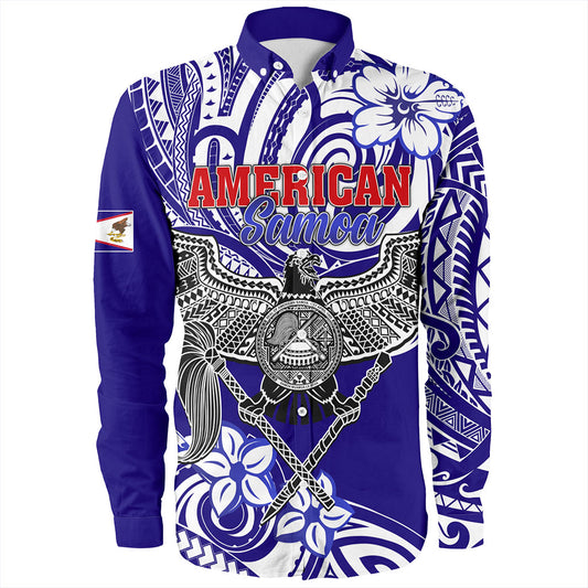 American Samoa Long Sleeve Shirt Tribal Polynesian Eagle Style