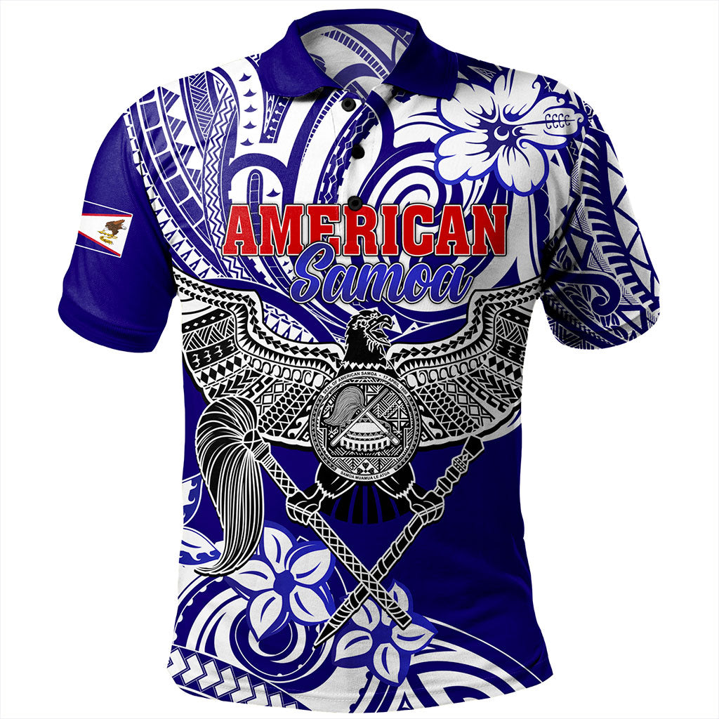 American Samoa Polo Shirt Tribal Polynesian Eagle Style