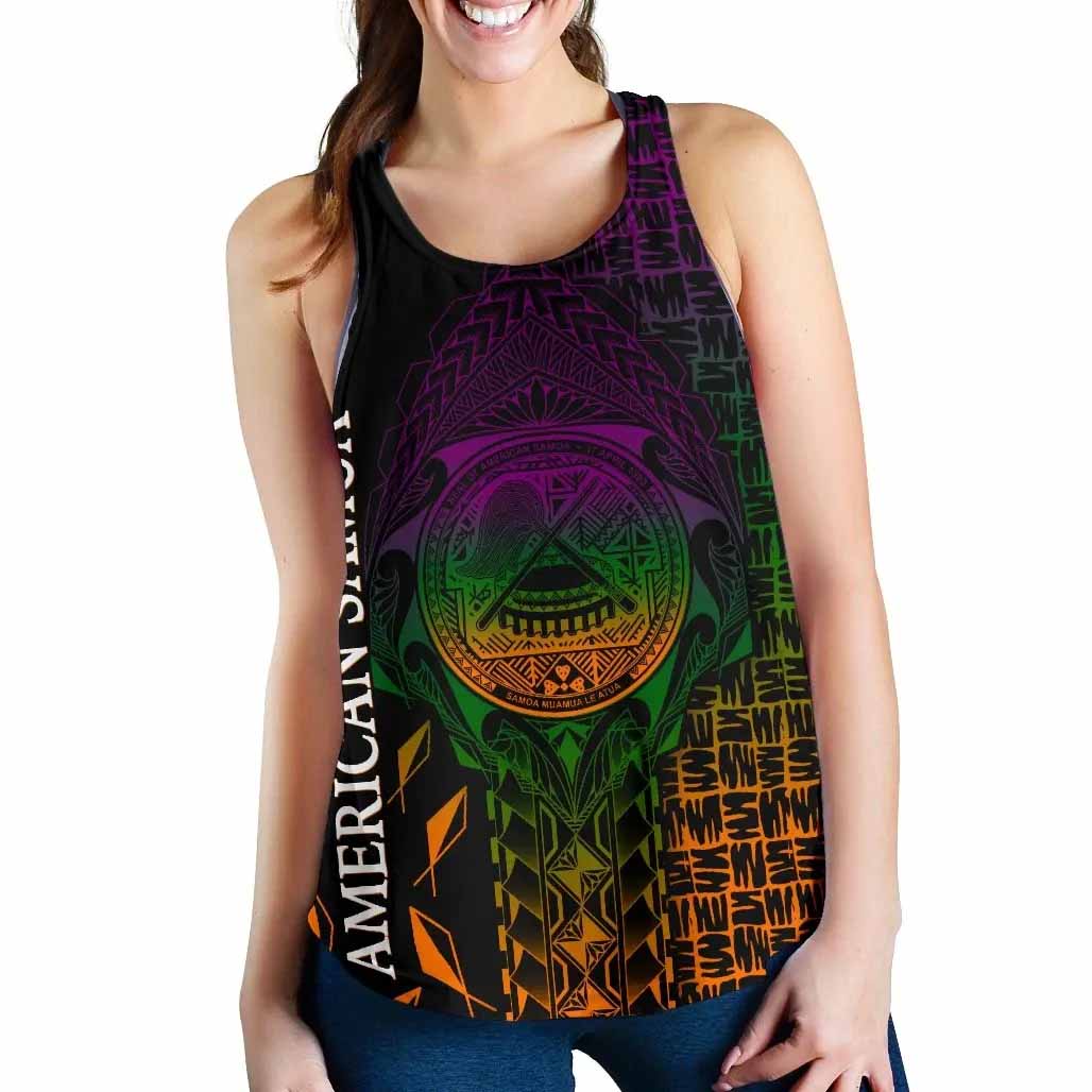 American Samoa Women Racerback Tank - AS Seal Rocket Style